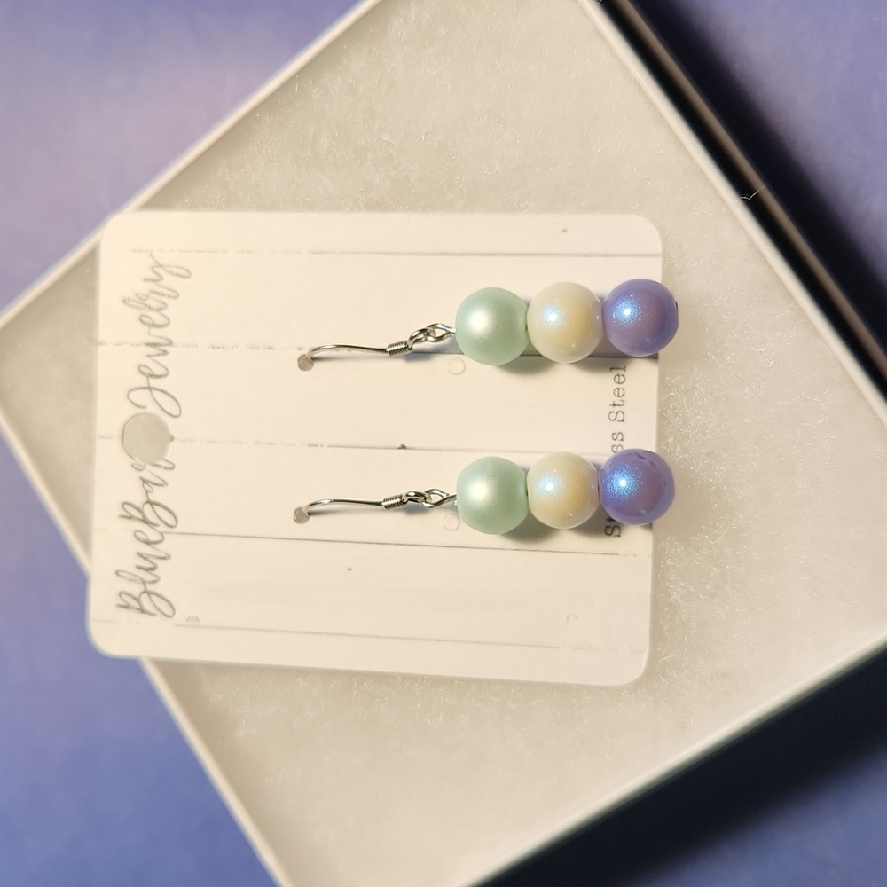 Handmade Glass Bead Stainless Steel Earrings